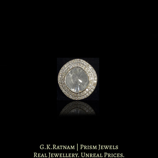 14k Gold and Diamond Polki Open Setting Ring with chunky polki at it's center