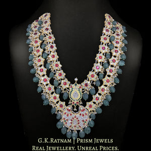 23k Gold And Diamond Polki south-style Long Necklace Set with star-motifs enhanced with hand-carved Melons