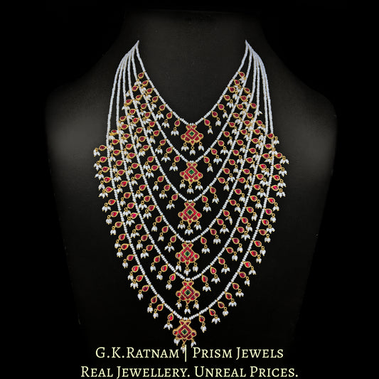 23k Gold and Diamond Polki south-style six-row Necklace - G. K. Ratnam