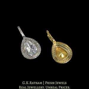 18k Gold and Diamond Polki Open Setting Earring Pair (Hoops)