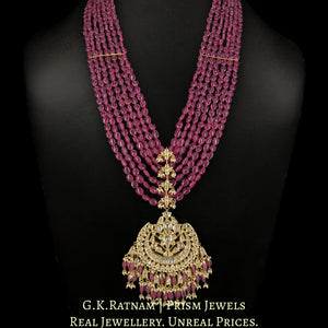 18k Gold and Diamond Polki Pendant with Natural (glass-filled) Rubies