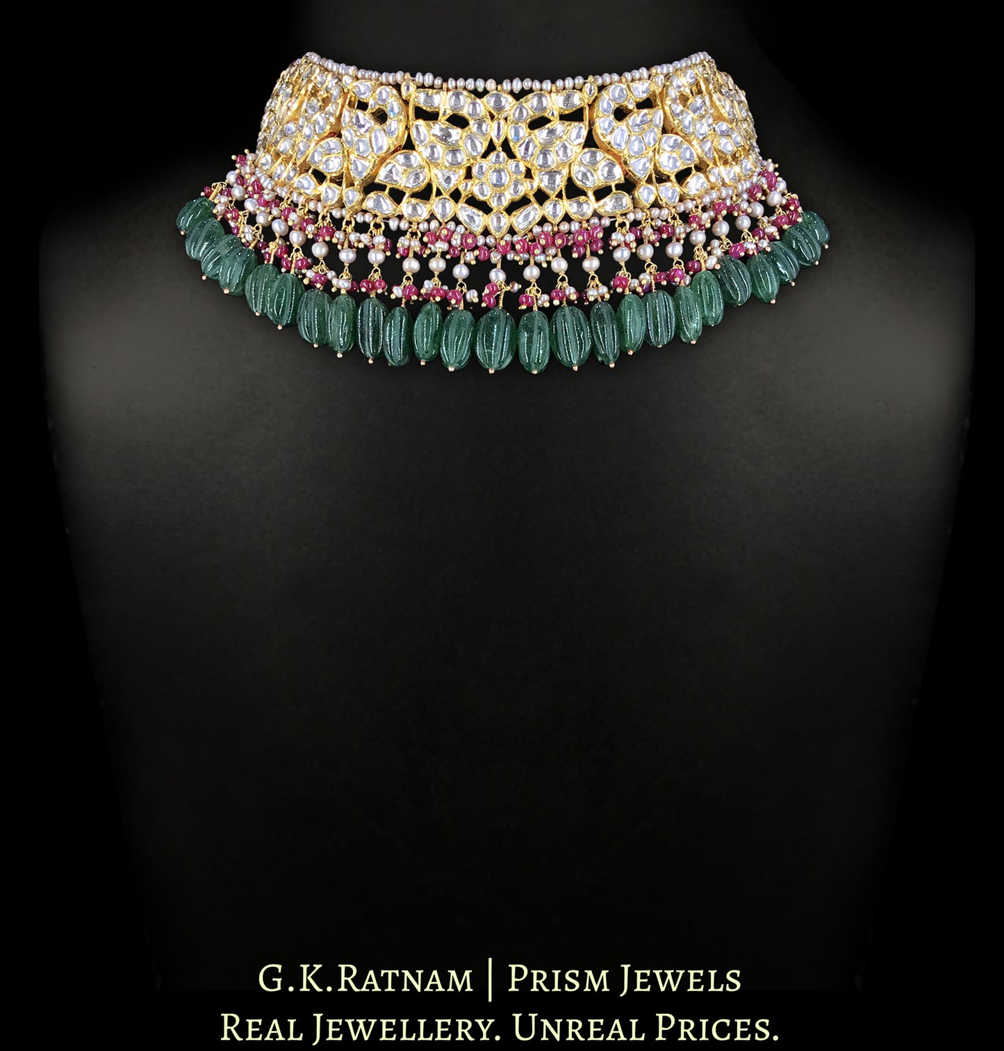 18k Gold and Diamond Polki Choker Necklace Set