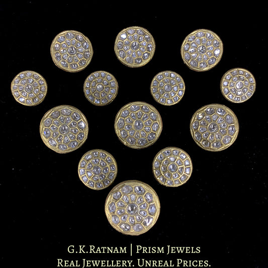 23k Gold and Diamond Polki all-white Sherwani Buttons for Men