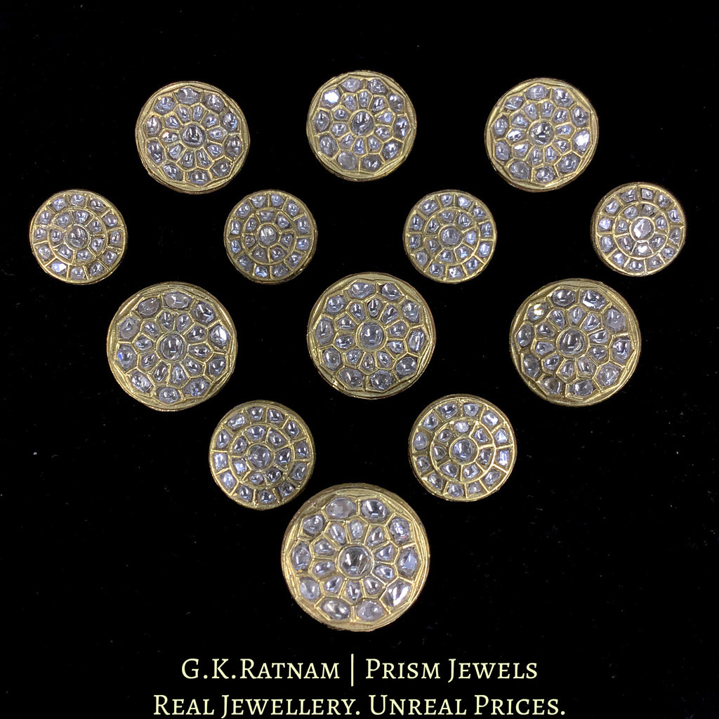 23k Gold and Diamond Polki all-white Sherwani Buttons for Men