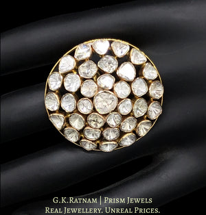 18k Gold and Diamond Polki Open Setting Round Ring with concentric uncuts