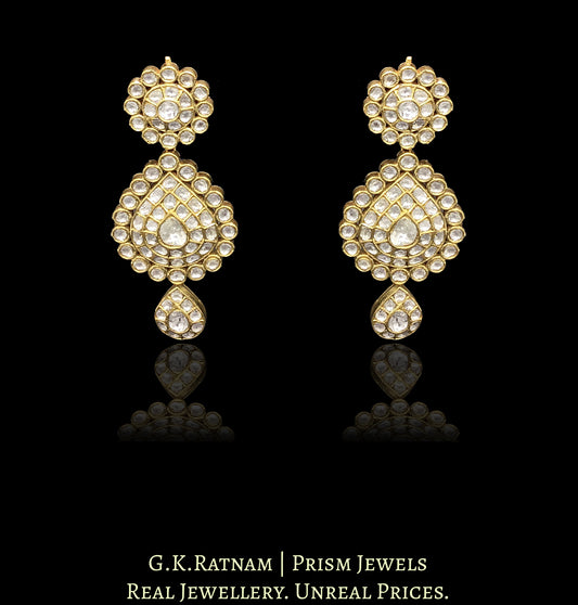 18k Gold and Diamond Polki Long Earring Pair - G. K. Ratnam