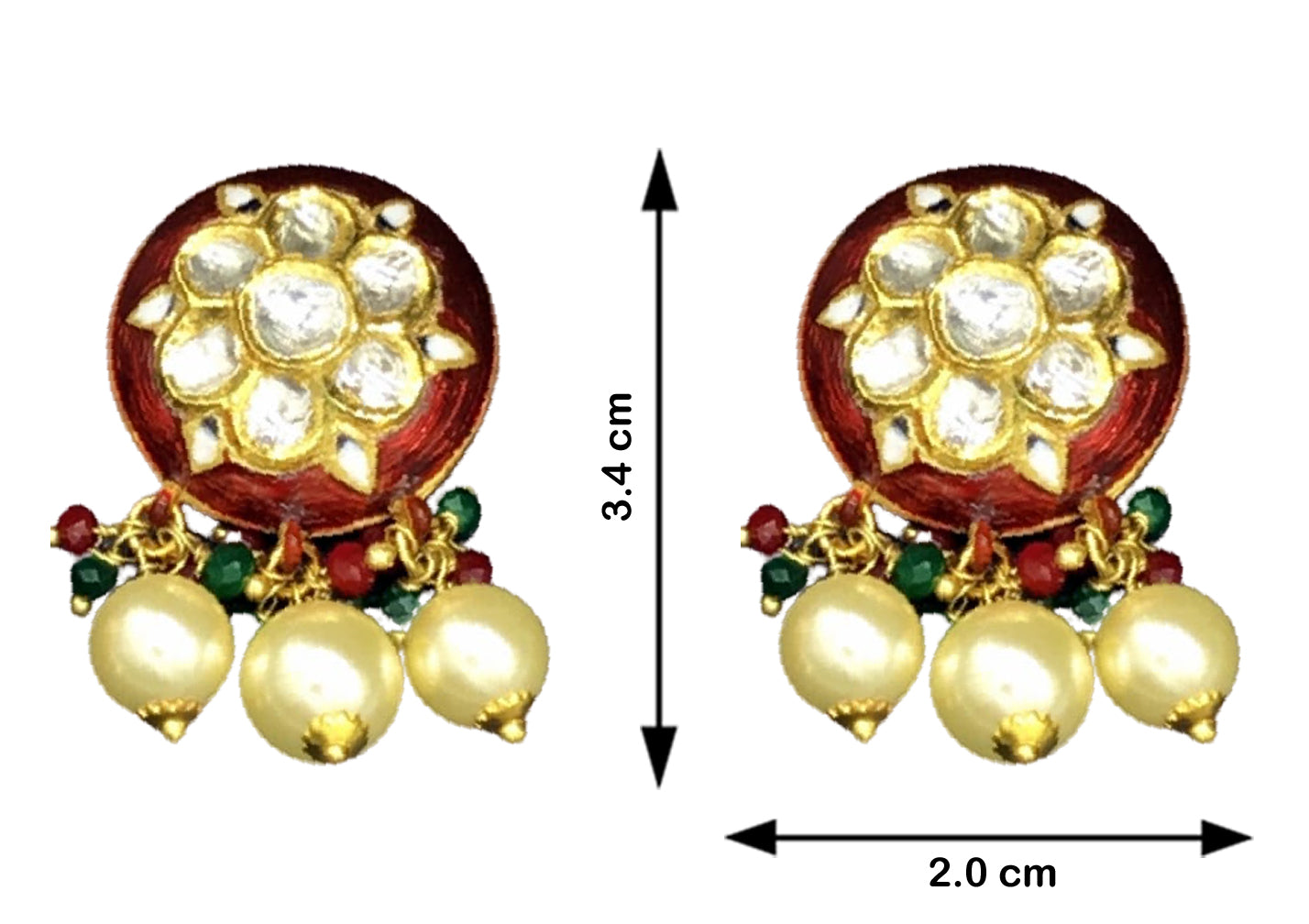 22k Gold and Diamond Polki Hustlie Necklace Set with bright red enamelling