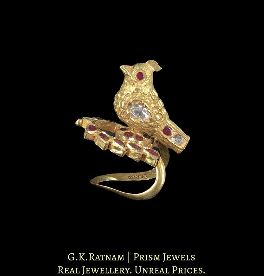 22k Gold And Diamond Polki Bird Ring - G. K. Ratnam