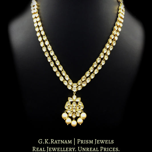 Traditional Gold and Diamond Polki two-line Necklace Set - G. K. Ratnam