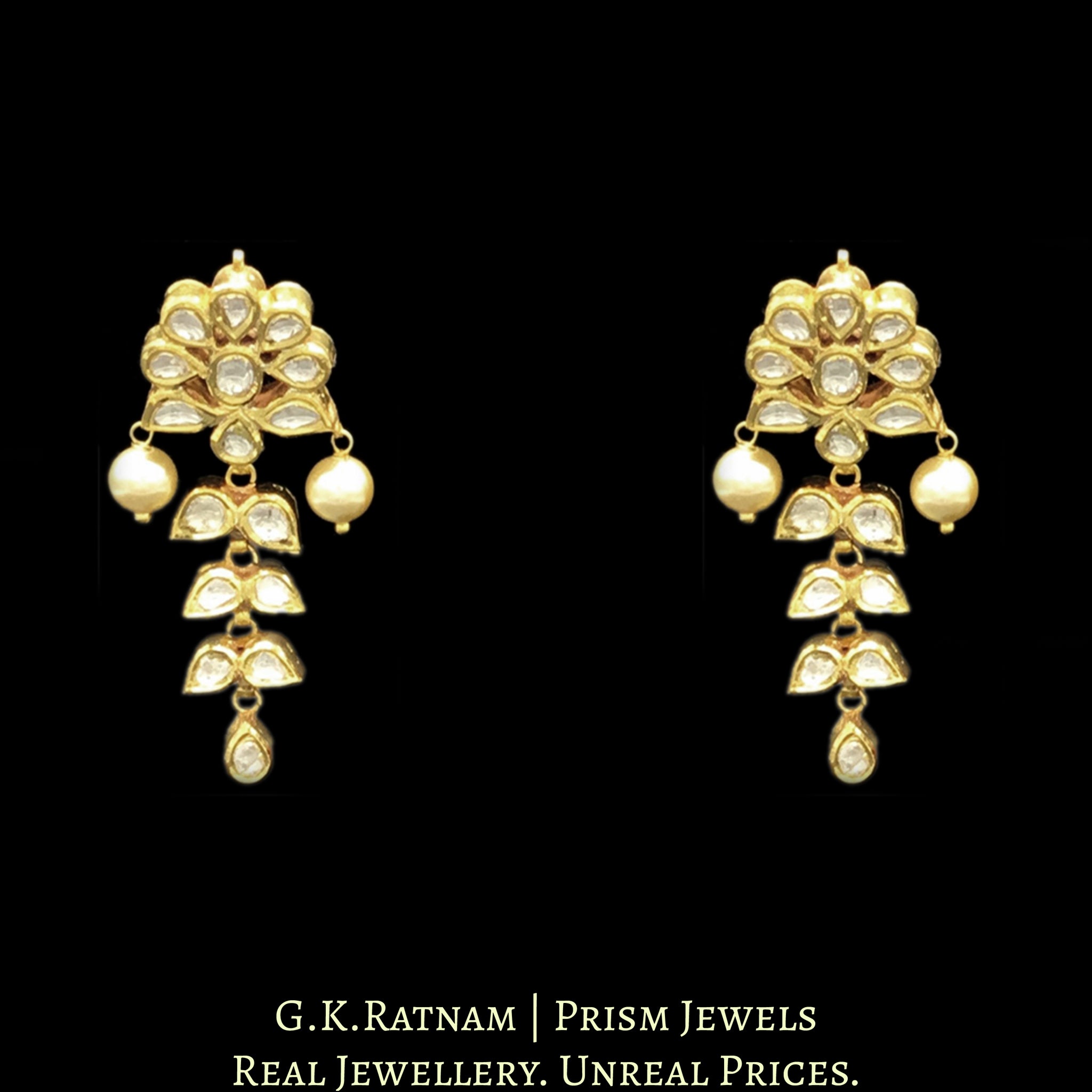 Traditional Gold and Diamond Polki two-line Necklace Set - G. K. Ratnam
