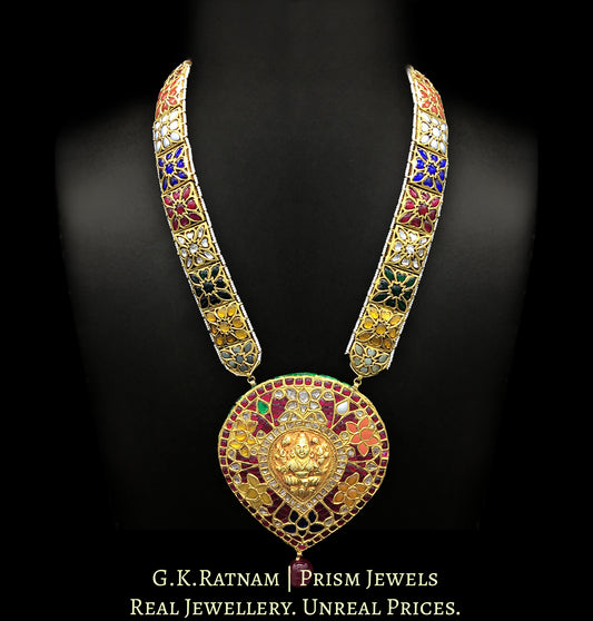 23k Gold and Diamond Polki Navratna Pendant with Navratna Patrihaar / Ranihaar - G. K. Ratnam