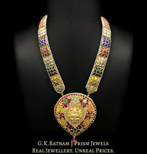 23k Gold and Diamond Polki Navratna Pendant with Navratna Patrihaar / Ranihaar - G. K. Ratnam