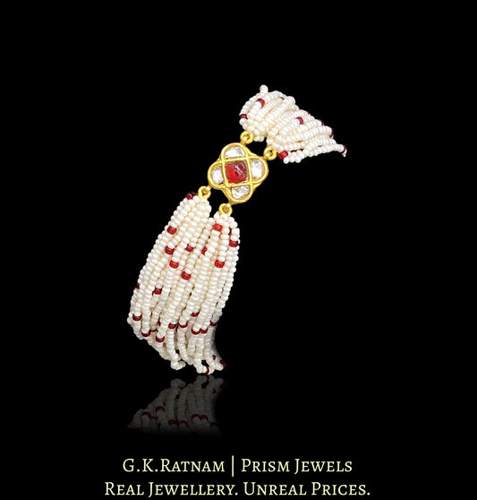 23k Gold and Diamond Polki Rakhi-cum-Bracelet with a hint of Ruby Red