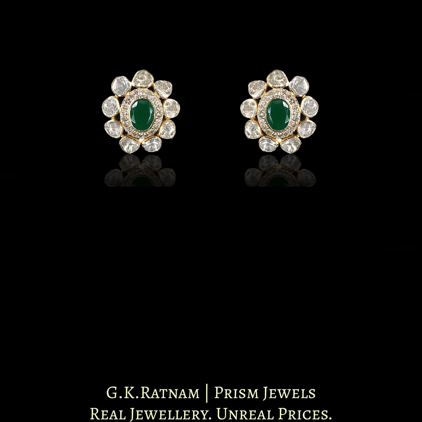 14k Gold and Diamond Polki Open Setting two-line Necklace Set