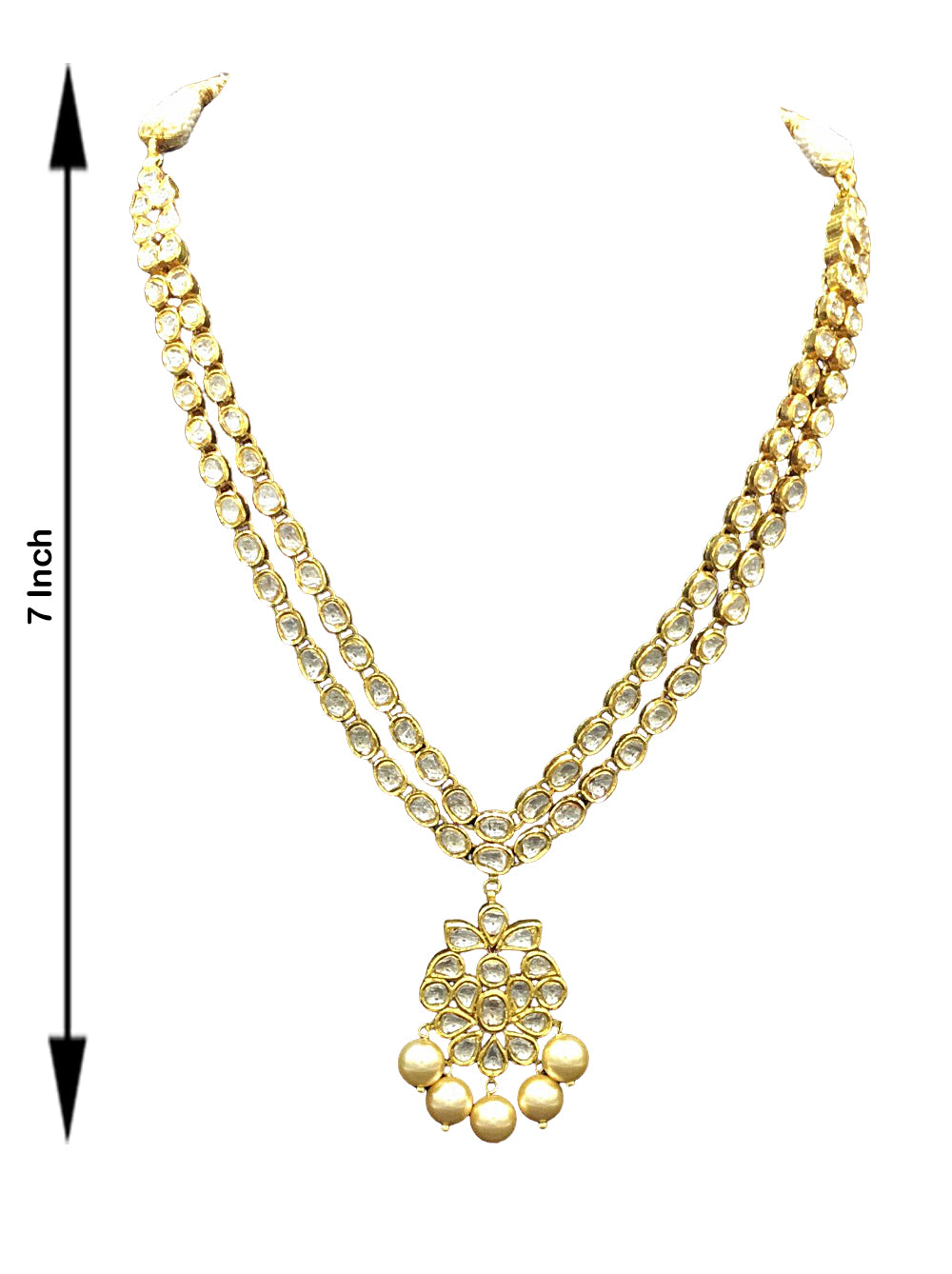 Traditional Gold and Diamond Polki two-line Necklace Set - G. K. Ratnam