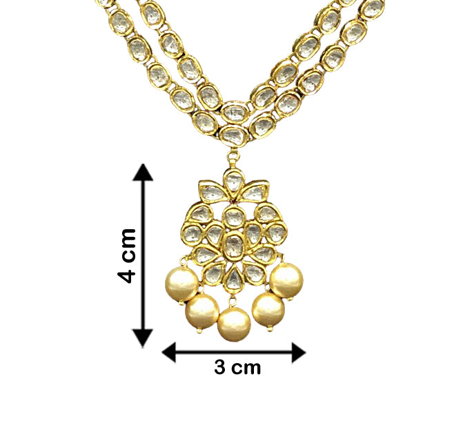 Traditional Gold and Diamond Polki two-line Necklace Set - G. K. Ratnam