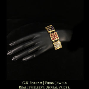 23k Gold and Diamond Polki Square Bracelet with Navratna Stones