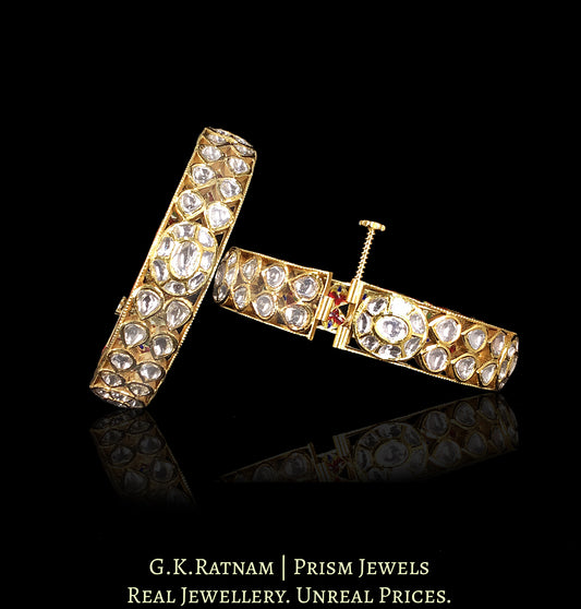 18k Gold And Diamond Polki Bangle Pair