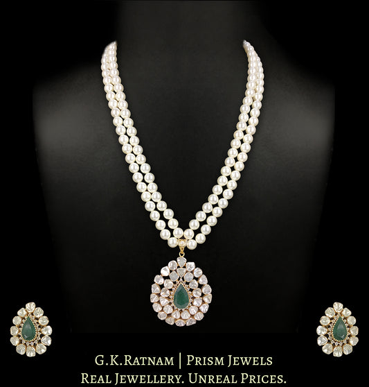 18k Gold and Diamond Polki Open Setting Pendant Set With changeable collets for Rubies, Blue Sapphires and Green Beryls