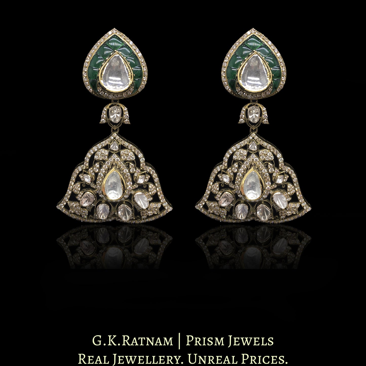 18k Gold and Diamond Polki Fusion Necklace Set in Victorian Finish