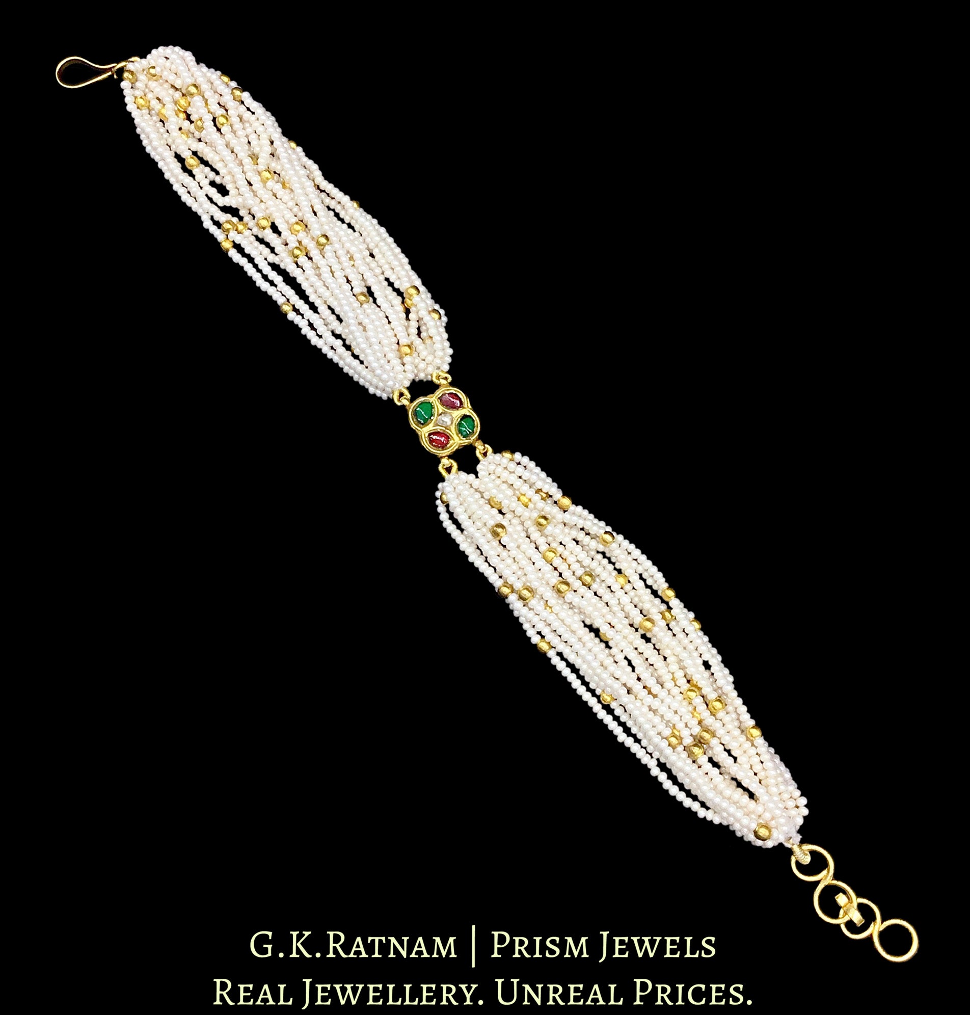 23k Gold and Diamond Polki multi-color Rakhi-cum-Bracelet
