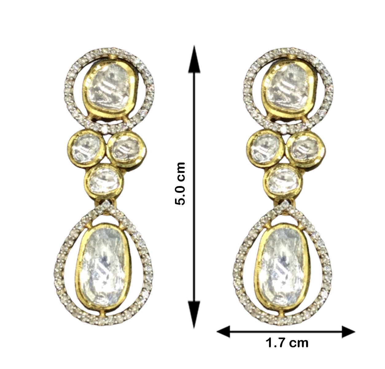 14k Gold and Diamond Polki Fusion Single Line Necklace Set with big uncut diamonds surrounded by cut diamonds - G. K. Ratnam