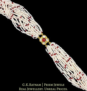23k Gold and Diamond Polki Rakhi-cum-Bracelet with a hint of Ruby Red