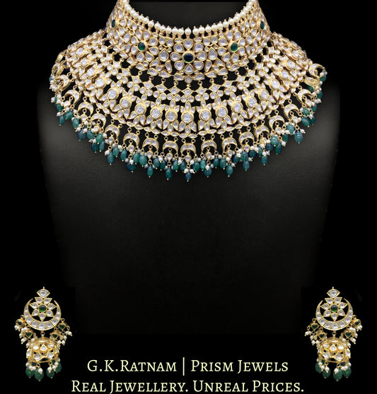 18k Gold and Diamond Polki two-layer Bridal Choker Necklace Set
