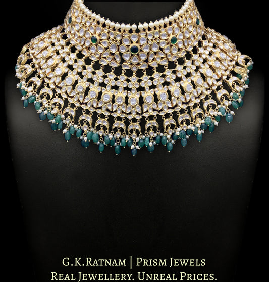 18k Gold and Diamond Polki two-layer Bridal Choker Necklace Set