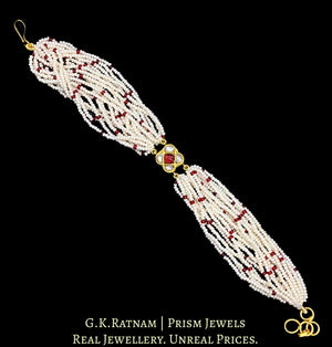 23k Gold and Diamond Polki Rakhi-cum-Bracelet with a hint of Ruby Red