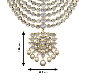 18k Gold and Diamond Polki eight-line Necklace Set with Syndicate Uncut Diamonds - G. K. Ratnam