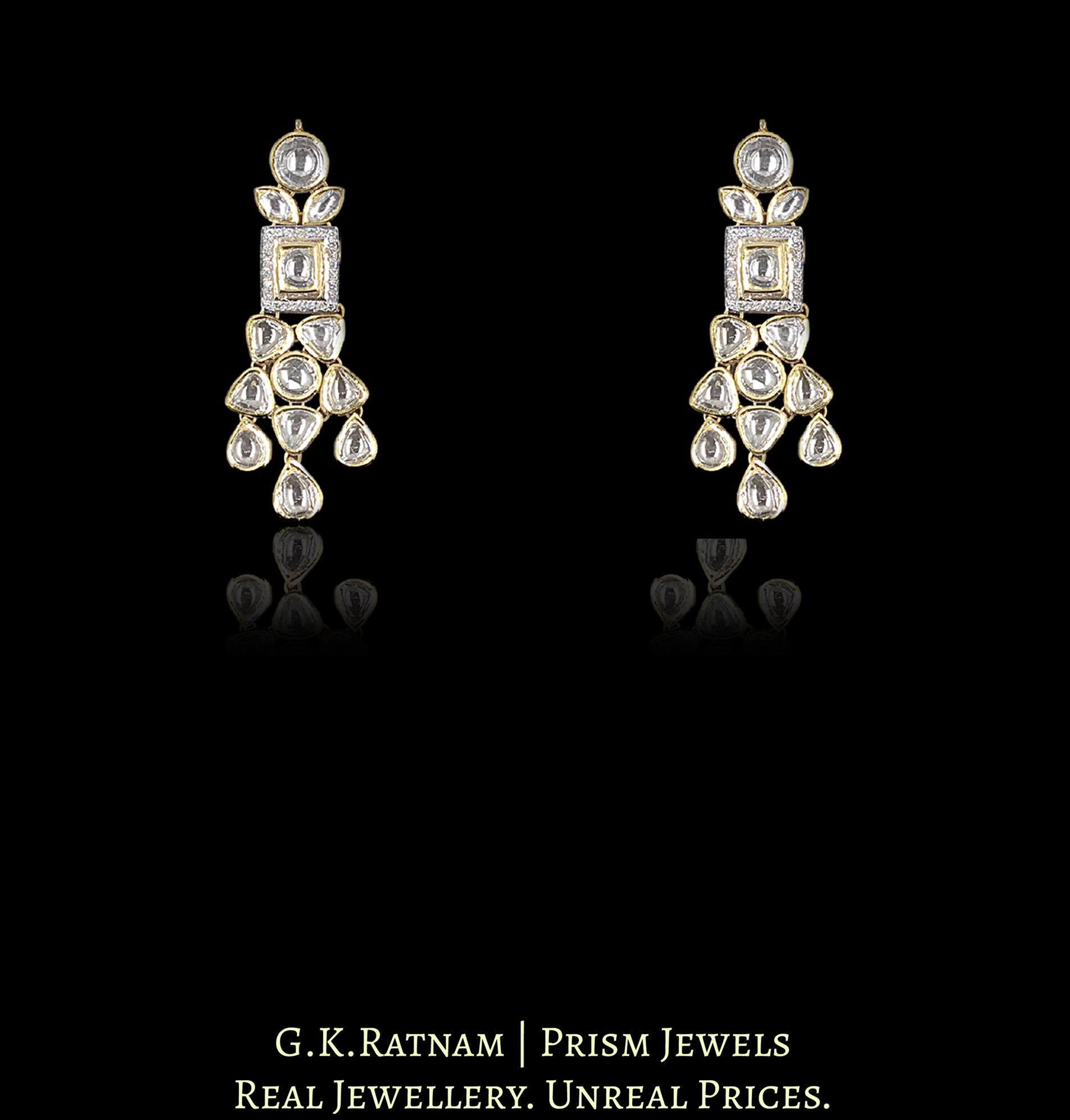14k Gold and Diamond Polki Fusion Necklace Set With Maang Tika and Ring