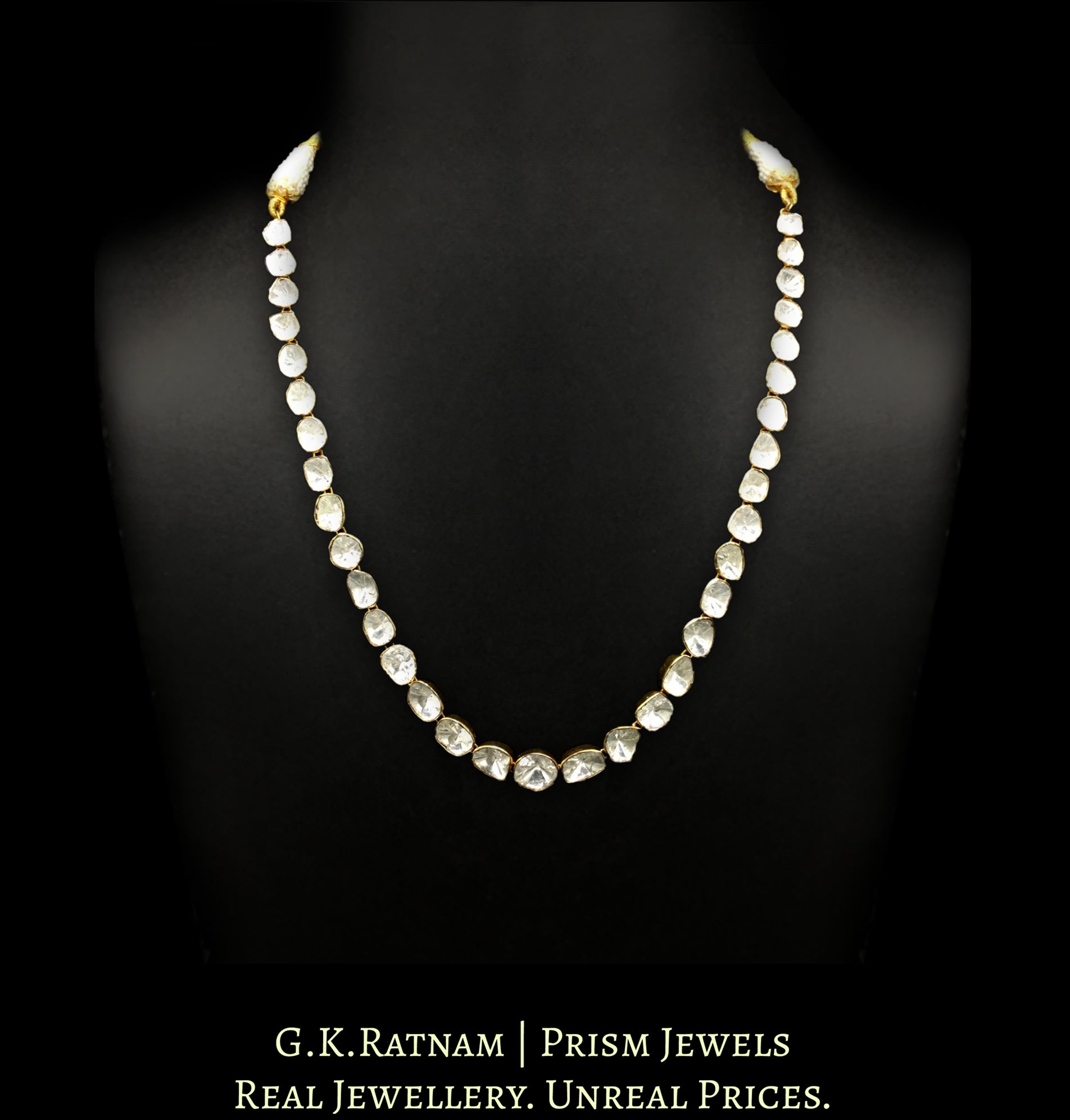 14k Gold and Diamond Polki Open Setting Single Line Necklace - G. K. Ratnam