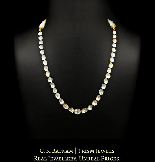 14k Gold and Diamond Polki Open Setting Single Line Necklace - G. K. Ratnam