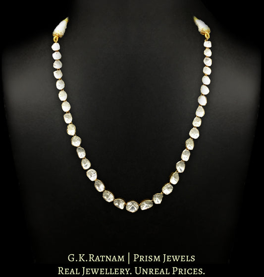 14k Gold and Diamond Polki Open Setting Single Line Necklace - G. K. Ratnam