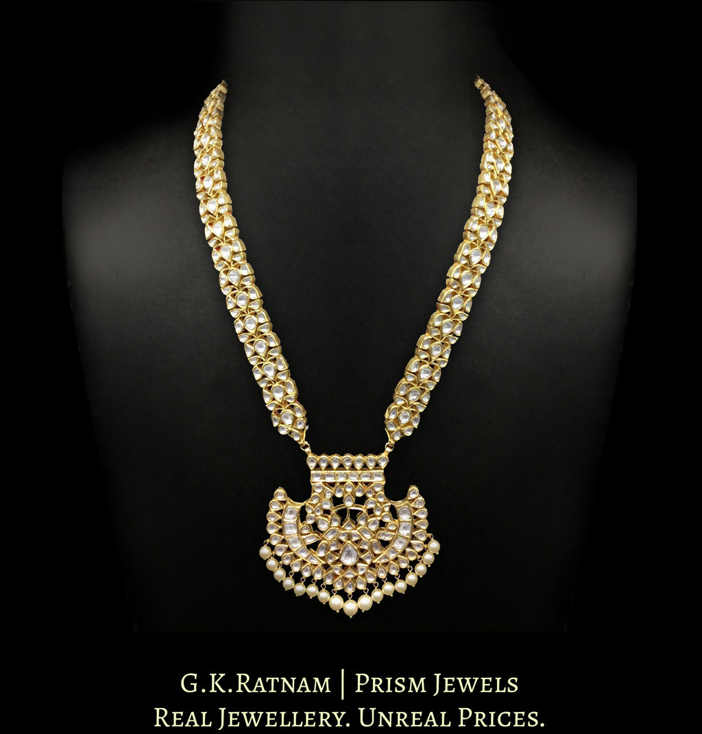 18k Gold and Diamond Polki Pankhi (fan) Necklace in Ranihaar / Patrihaar style