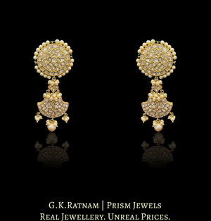 23k Gold and Diamond Polki Pankhi (fan) Necklace Set - G. K. Ratnam