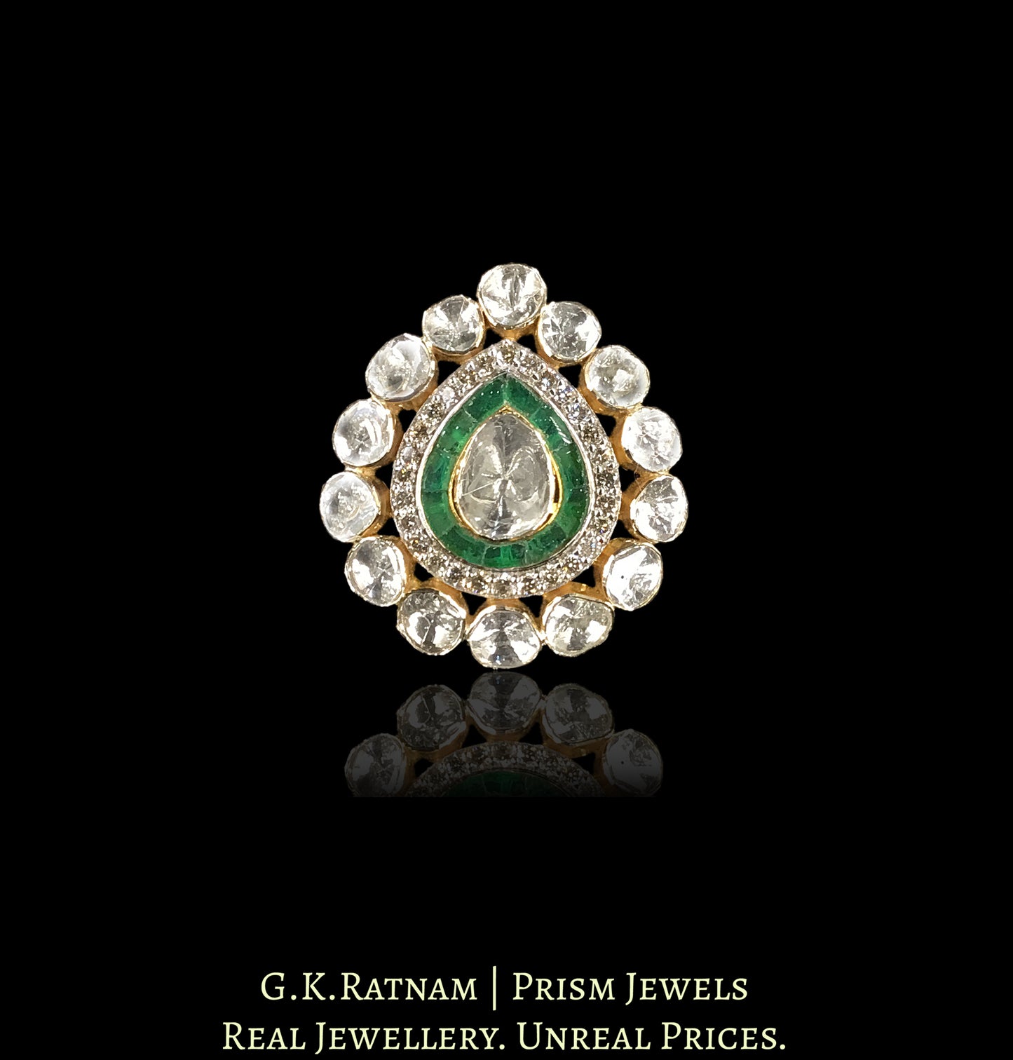 18k Gold And Diamond Polki Open Setting Ring