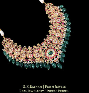 18k Gold and Diamond Polki south-style Necklace with Peacock Motifs
