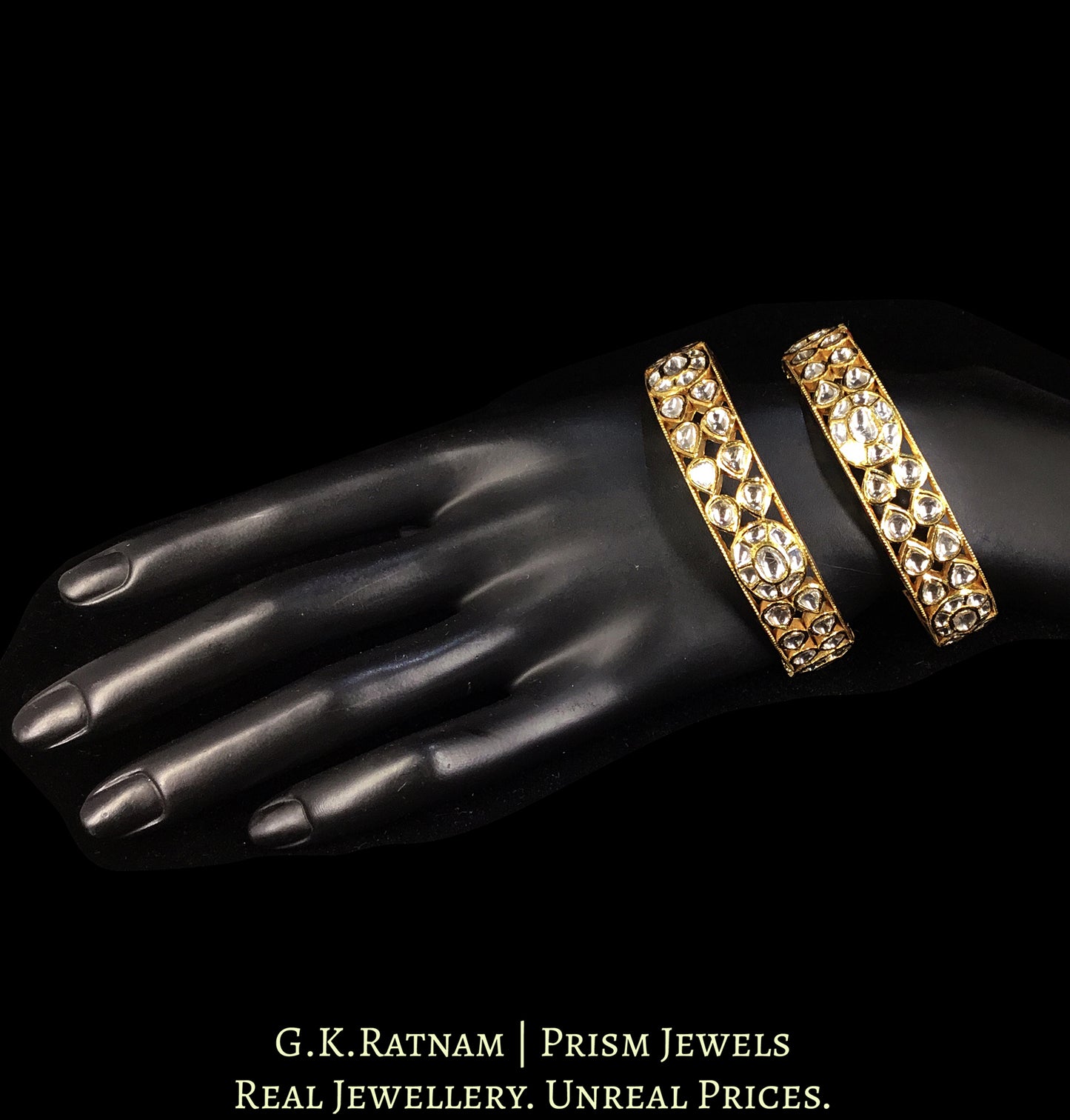 18k Gold And Diamond Polki Bangle Pair