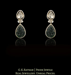 18k Gold And Diamond Polki Open Setting Necklace Set with far sized uncut diamonds