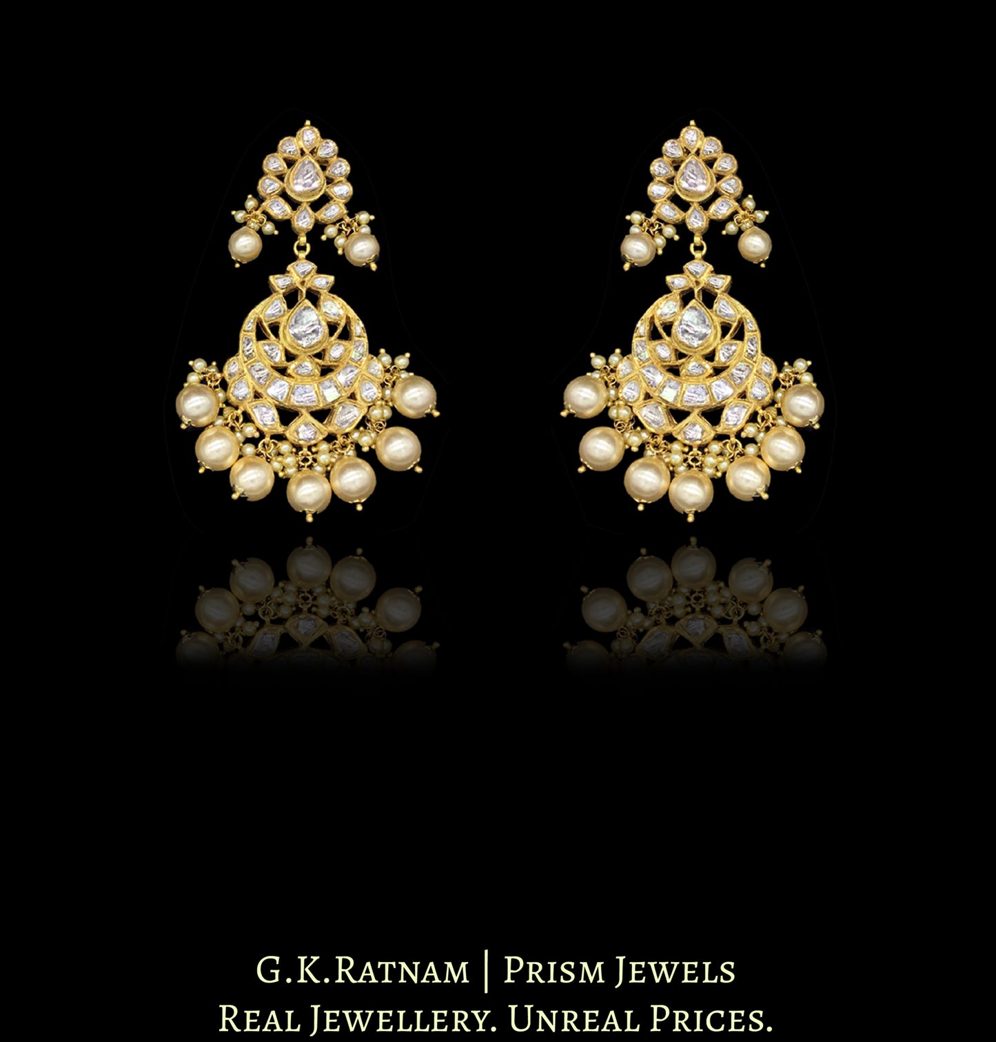 18k Gold and Diamond Polki Vintage Necklace Set with syndicate uncut diamonds