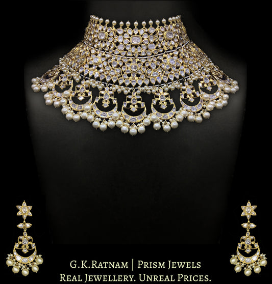 18k Gold and Diamond Polki three-layer Bridal Choker Necklace Set