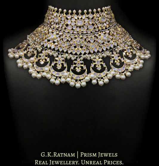 18k Gold and Diamond Polki three-layer Bridal Choker Necklace Set