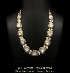 18k Gold and Diamond Polki Necklace with Big Uncuts and intricate goldwork