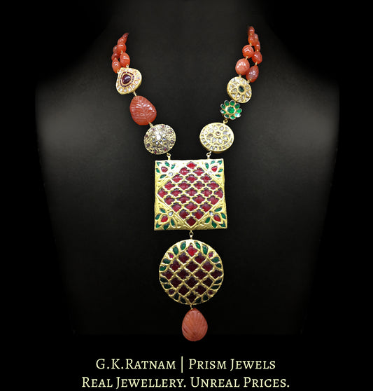 23k Gold and Diamond Polki orange-dominant hybrid Necklace