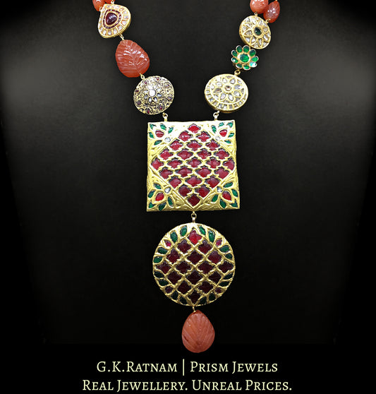 23k Gold and Diamond Polki orange-dominant hybrid Necklace