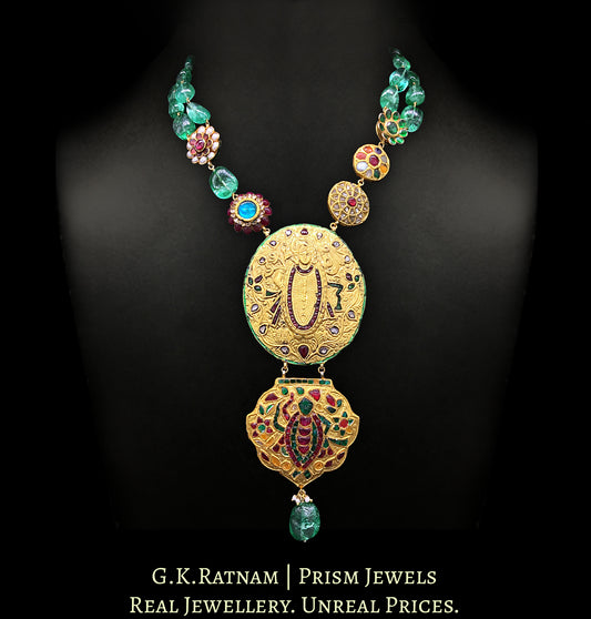 23k Gold and Diamond Polki green-dominant hybrid Necklace - G. K. Ratnam