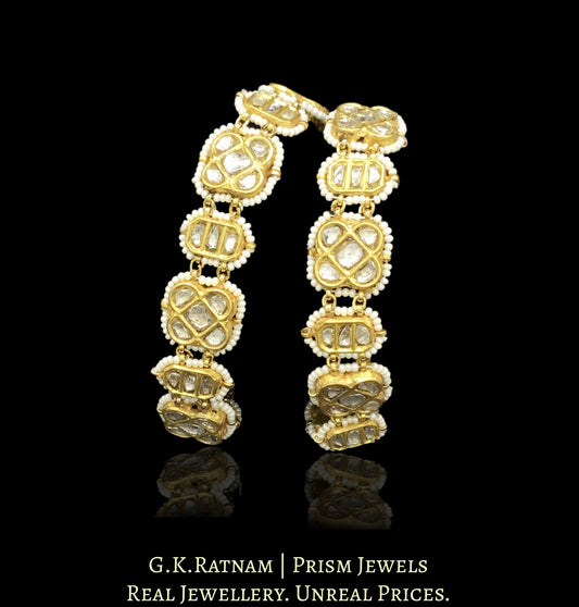 23k Gold and Diamond Polki Bracelet Pair