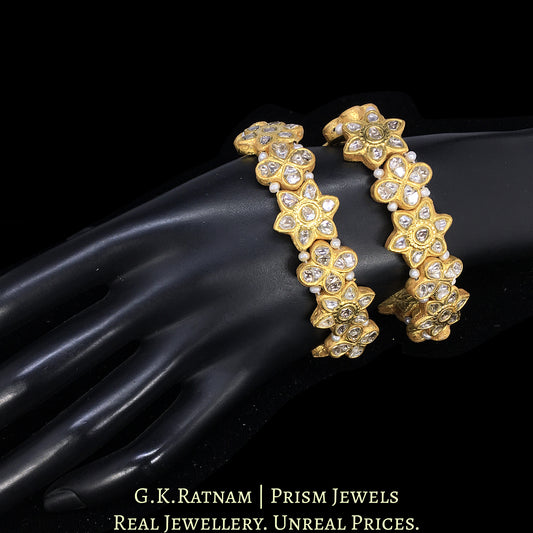 23k Gold and Diamond Polki Bracelet Pair - G. K. Ratnam